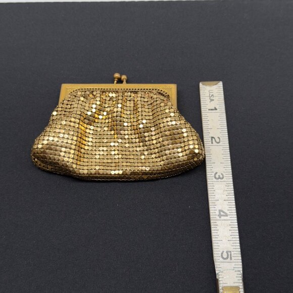 Vtg Whiting & Davis Gold Mesh Metal Change Key Purse Set Signed Made in USA NOTE - Picture 5 of 12